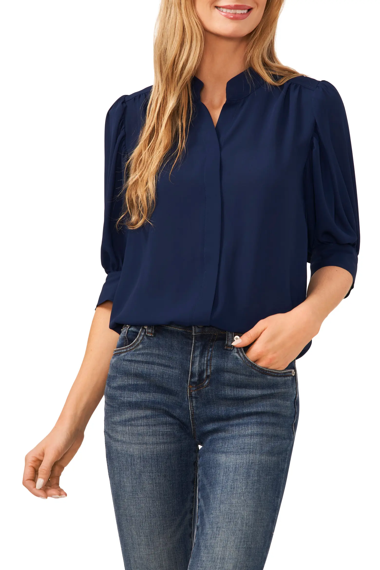 Puff Sleeve Button-Up Shirt